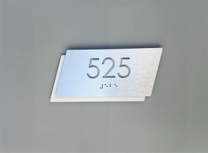 Acero inoxidable Ada Metal Braille Acrílico Oficina Número Hotel Latón Casa Números Braille Puerta Placa Puerta Letrero - Product Image 5