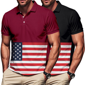 Stile americano estate nuova <span class=keywords><strong>Polo</strong></span> da uomo sottile ad asciugatura rapida per il giorno dell'indipendenza Casual stampata con risvolto traspirante a maniche corte in S - Product Image 3