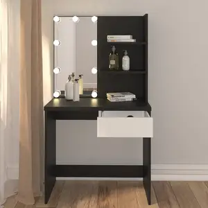 Yếu Tố Mới Châu Âu MDF Nhân Đôi Dresser Vanity Trang Điểm Bàn Trang Điểm Với Gương Với Gương