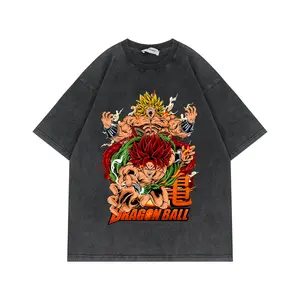 カスタムセブンドラゴンビーズプリントメンズ半袖特大TシャツルーズハイストリートオーバーサイズTシャツヴィンテージt