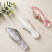 Vente en gros de sculptures de manatés en cristal naturel de 15 cm, diverses pierres précieuses, sculptures d'animaux marins pour la décoration et les cadeaux