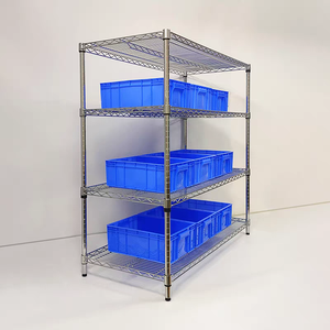Étagères empilables en fil métallique chromé antirouille avec roulettes pour entrepôt, commerce de détail et stockage domestique - Product Image 2