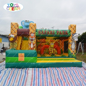 Aire de jeux extérieure personnalisée avec toboggan combiné, thème jungle, parc safari, château gonflable pour enfants, location pour fête d'enfants - Product Image 2