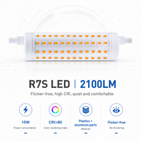 Ampoule LED Xmation R7S 15W 2100lm pour éclairage intérieur d'hôtel, CRI>80, température de couleur 2700K-6500K, construction en plastique et aluminium, FCC/CE