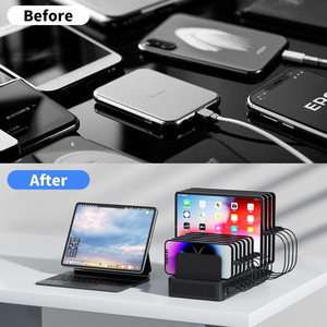 60W <strong>Charging</strong> <strong>Station</strong> for Multiple Devices, 10-Port <strong>USB</strong> Fast <strong>Charging</strong> <strong>Station</strong> with Adjustable Dividers - Product Image 3