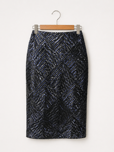 Jupe crayon de luxe à sequins pour femme, élégante, taille haute, longueur midi, moulante, idéale pour les soirées et tenues de soirée - Product Image 2