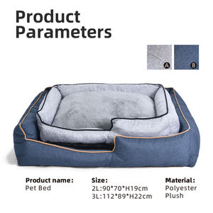 Customized Wholesale Dog Bolster Bed Striped <b>Rectangular</b> Pet Bed Detachable Short Plush <b>Cushion</b> for Cats Classic Style - Product Image 5