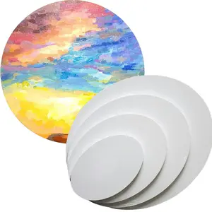गर्म बेच अनुकूलित गोल आकार कैनवास प्रिंट बढ़ाया सफेद खाली कैनवास पेंटिंग के लिए बोर्डों