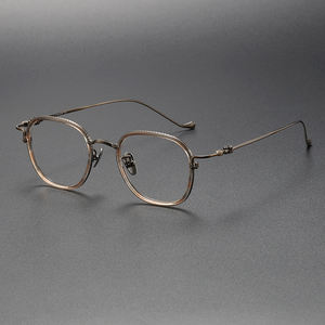 إطار نظارات بصرية بالكامل من التيتانيوم الخالص والأسيتات بتصميم كلاسيكي عصري وإطار نظارات للرجال والنساء - Product Image 2