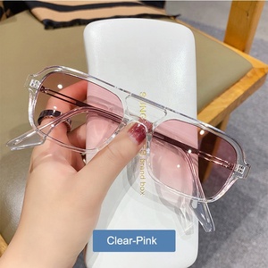 แว่นกันแดดทรงเหลี่ยมแฟชั่นย้อนยุคสองสะพาน ขายดี กรอบพลาสติก สำหรับผู้ชาย ป้องกันรังสียูวี 400 - Product Image 6