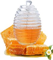 Toples madu bening dengan Dipper dan tutup tutup Pot botol madu plastik