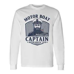 Camiseta de manga larga para capitán de barco a motor, ropa para paseos en pontón por el lago - Product Image 1
