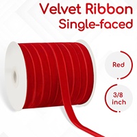Ruban de Noël en velours, bobine de 3/8 pouce, rouge, 100% nylon, rubans écologiques pour emballage cadeau, décorations de sapin de Noël, bricolage, nœuds
