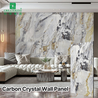 CREATEKING CK-PET Panel Dinding Kristal Karbon Damask Modern Tahan Air, Tahan Api, Kedap Suara untuk Penggunaan Komersial dan Rumah Tangga 5 Tahun