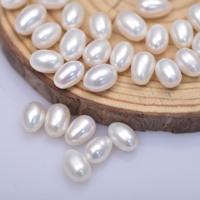 7/8*11mm demi-trou percé baroque riz perle d'eau douce culture bon lustre naturel blanc perle perles en vrac résultats de bijoux