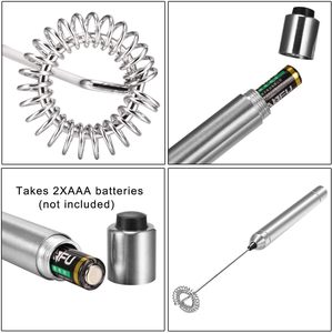 <span class=keywords><strong>Mousseur</strong></span> à lait électrique portatif mini, fonctionnant sur piles, en acier inoxydable, pour café et latte - Product Image 2
