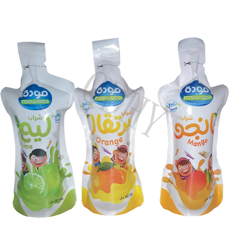 Sacchetto di bottiglia di plastica morbida da 100ml sacchetto di plastica per succo di frutta per bambini acqua potabile in sacchetto di plastica