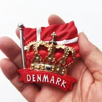 Europe Danemark Aimant de réfrigérateur 3D en résine Souvenirs touristiques Autocollants magnétiques Collection de voyage Cadeau