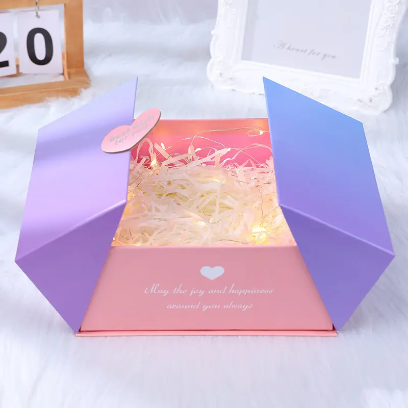 2024 New Gradual Change Double Open Love Gift Box Valentine's Day Birthday Gift Packaging Empty Box Wedding Hand Gift Wholesale