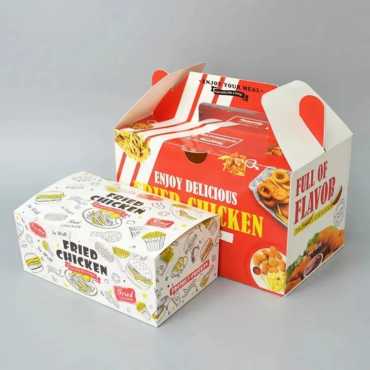 Atacado restaurante logotipo personalizado frango frito assado comida para levar embalagem caixa de papel para levar fast food