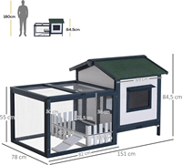 Cage à lapins moderne en bois pour extérieur avec enclos en grillage, toit imperméable en asphalte, plateau amovible, utilisation intérieure pour jardin ou cour arrière