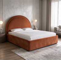 Tempat Tidur Modern Bergaya Wingback dengan Detail Tufted Vertikal, Headboard Berbahan Beludru Hitam Bergaris, Tempat Tidur Platform Berlapis Kain, Ukuran King dan Queen, Perabot Kamar Tidur
