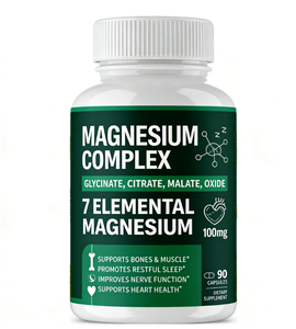 Capsules de complexe de magnésium à haute absorption, formule glycinate, <span class=keywords><strong>citrate</strong></span>, malate, oxyde pour les os, les muscles, le cœur et le sommeil |   Premium - Product Image 1
