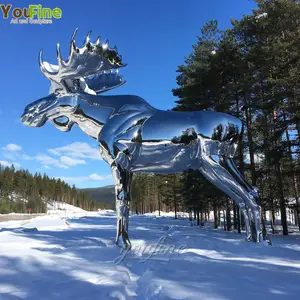 Bức Tượng Moose Lớn Bằng Thép Không Gỉ Trang Trí Câu Lạc Bộ Thợ Săn Rừng Lớn