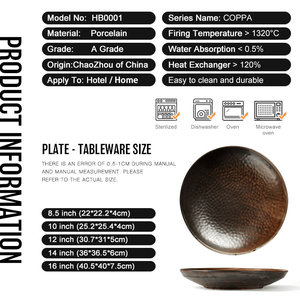 Piatto <span class=keywords><strong>in</strong></span> Ceramica Vintage per Sushi e Pasta, Stoviglie <span class=keywords><strong>in</strong></span> Porcellana per Hotel, Piatti Fondi Simili al <span class=keywords><strong>Rame</strong></span>, Vendita Diretta dalla Fabbrica - Product Image 6