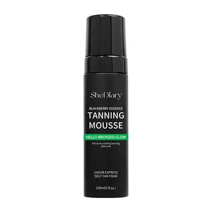 Kustom Tan palsu Blackberry Self Tanning Mousse Label pribadi sempurna kulit busa Bronzing tubuh perunggu Ultra Gelap berjemur Mousse