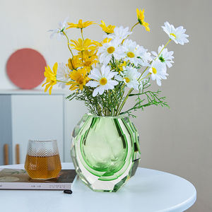 Hot Sale High-End Hand Blown Double Green <strong>Murano</strong> Art Crystal <strong>Vase</strong> for Living Room/study/wedding - Product Image 1