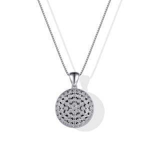 Collar con Colgante de Medallón Redondo Radiante de Oro Sólido de 9K/14K/18K con Micro-Pavé de Diamantes para Joyería de Lujo Diaria - Product Image 6