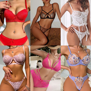 Conjunto <span class=keywords><strong>de</strong></span> Lencería Sexy con Bordado Floral, Superventas del Fabricante, Conjunto <span class=keywords><strong>de</strong></span> Sujetador Plisado, Estilo <span class=keywords><strong>Victoria</strong></span>'s <span class=keywords><strong>Secret</strong></span> - Product Image 5