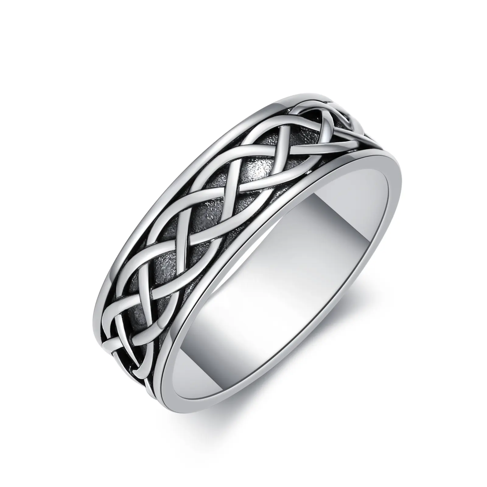 Cincin simpul Celtic 925 perak murni cincin teroksidasi hadiah perhiasan mode untuk wanita pria