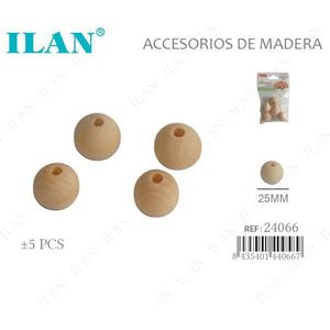 Perline di legno ILAN da 25 mm rotonde per artigianato e progetti fai da te - Product Image 1