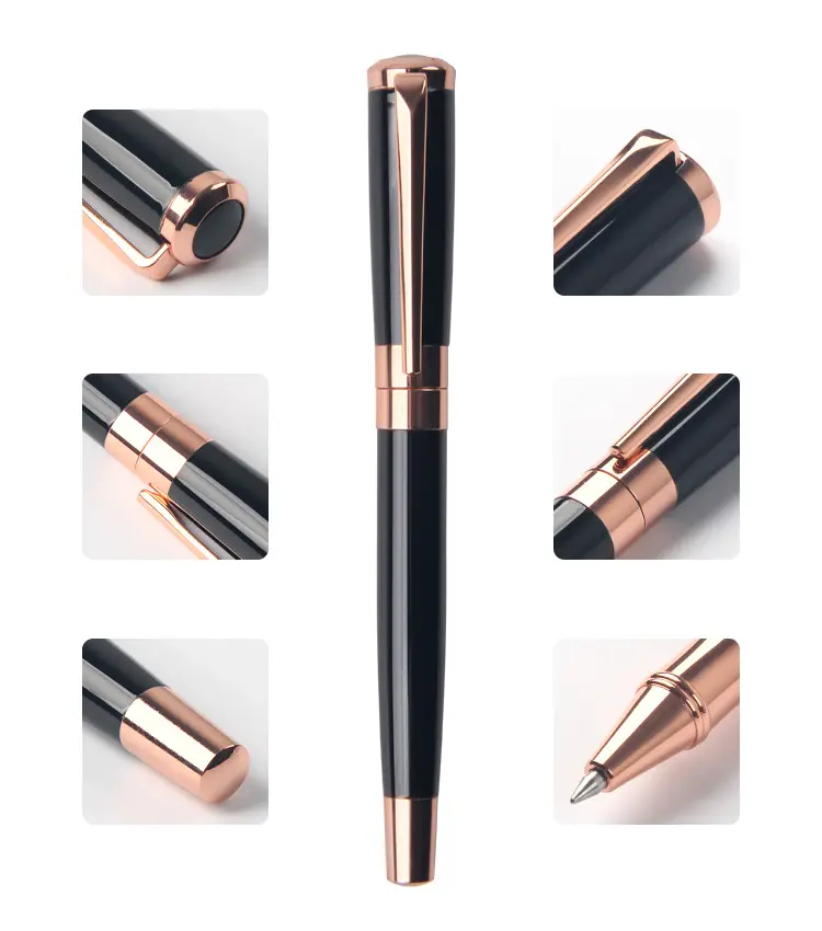 China Factory Advertising Roller Pens With Custom Logo Metal Rose Gold Gel Ink Pen