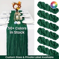 Chemin de table bohème en gaze de polyester vert foncé de qualité supérieure, style vintage, pour centre de table de mariage forestier et banquet d'anniversaire
