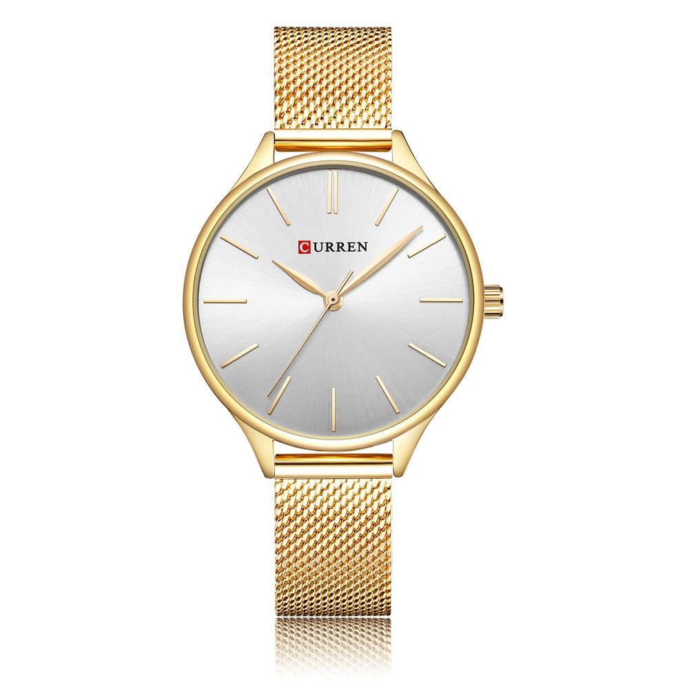 4 white dial gold strap