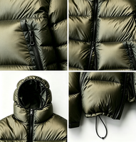 Veste d'hiver pour homme en nylon enduit, à capuche et fermeture éclair, 90% duvet, garnissage 150g-200g, imperméable, style vintage, vente en gros