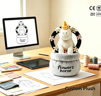 Désodorisant de voiture personnalisé en peluche licorne mignonne avec pot de fleurs, ornement de tableau de bord, jouet en peluche aromathérapie, vente en gros