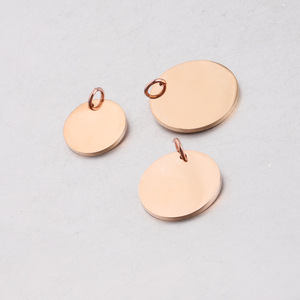 Liontin Logam Stainless Steel Grosir Berlapis Emas, Papan Nama Custom Terukir, Label Logo Bulat untuk Pembuatan Perhiasan Charm - Product Image 2