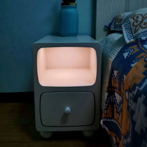 Nordic Narrow Solid Wood Durable Nightstand, Space Saving Modern <strong>Bedside</strong> <strong>Table</strong> for Bedroom Apartment Small Space - Product Image 5