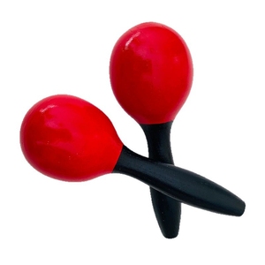 Maracas en bois peintes de rouge et noir pour la musique, vente en gros - Product Image 1