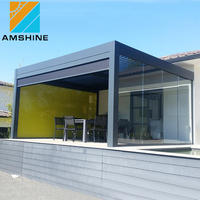 5x5m açık sunroof su geçirmez otomatik teras çatı alüminyum pergola louvre sistemleri