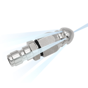 Buse haute pression en acier inoxydable 1/4, six buses avant et une arrière, résistante à la corrosion, filetage NPT, tête hexagonale 10 pour égouts - Product Image 1