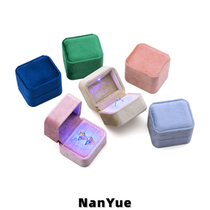 Romantic Square Luxury Velvet Led <strong>Ring</strong> <strong>Box</strong> Wedding Engagement Jewelry <strong>Box</strong> Custom Logo <strong>Ring</strong> Earrings Storage Gift <strong>Box</strong> Wholesale - Product Image 1