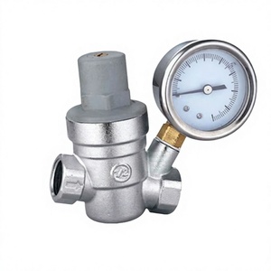 Vanne de réduction de pression de 1/2'' à 4'' <span class=keywords><strong>avec</strong></span> manomètre, régulateur de pression en laiton réglable pour les conduites d'<span class=keywords><strong>eau</strong></span> domestiques - Product Image 1