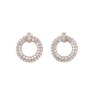 Orecchini a Cerchio E2705 in Oro Bianco con Cristalli e Strass, Gioielli Geometrici di Lusso per Donna - Product Image 1