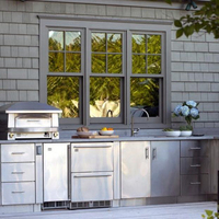 Set Dapur BBQ Modular Modern untuk Luar Ruangan dengan Kabinet Baja Tahan Karat 304 dan Grill Gas, Rangka Baja Tahan Karat untuk Dapur Luar Ruangan