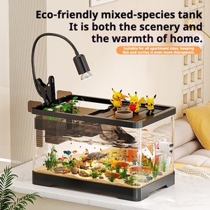 Acryl rechthoekig modern transparant bureau-aquarium voor slaapkamer en woonkamer, geschikt voor <span class=keywords><strong>betta</strong></span>'s en schildpadden, ecologisch aquarium - Product Image 2